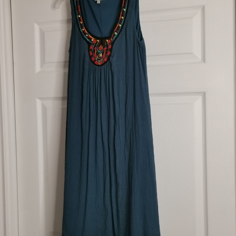 Source Unknown Teal Embellished Midi Dress